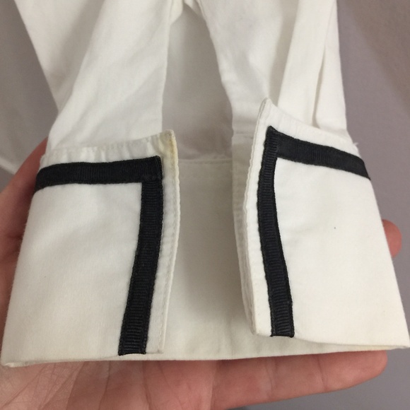 Vintage Gallagher White Cotton Oxford Button up wt Black Stripes Sz Medium - Picture 8 of 8